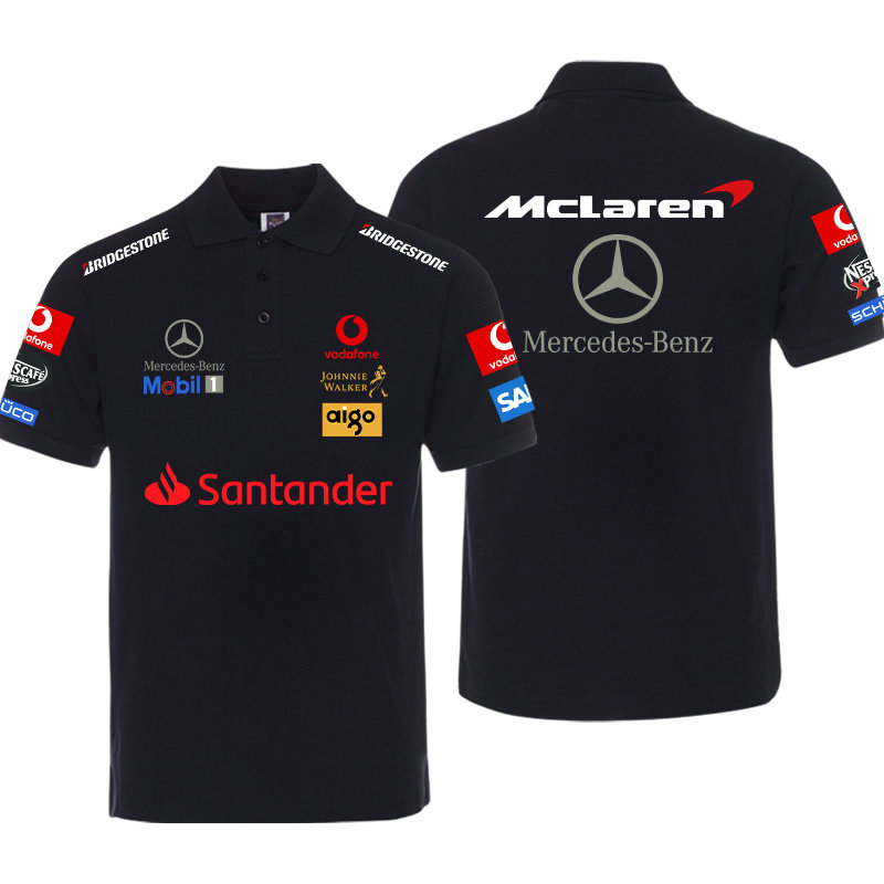 Polo McLaren Mercedes-Benz Santander Homme Sans Repassage Coton Couleur Unie